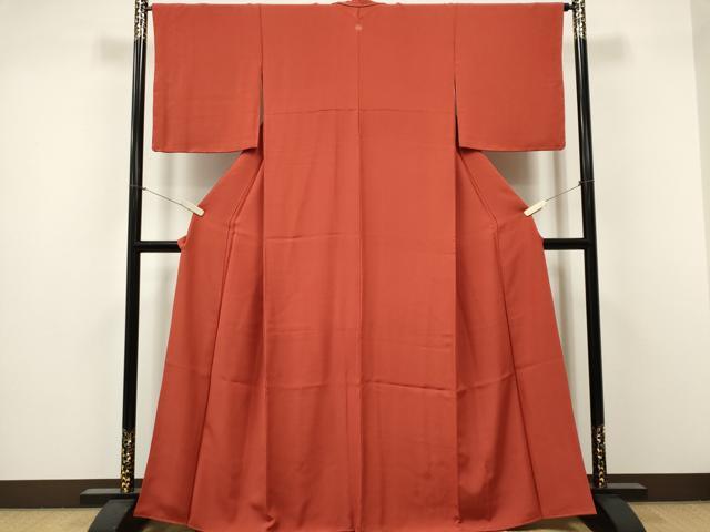 平和屋着物■上質な色無地 赤茶色 正絹 逸品 CABF6781ou