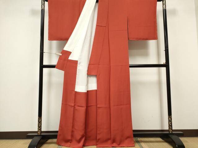 平和屋着物■上質な色無地 赤茶色 正絹 逸品 CABF6781ou