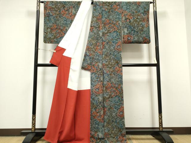 平和屋着物■上質な小紋 切嵌花鳥文 鬼しぼ縮緬 正絹 逸品 CABF6791ou