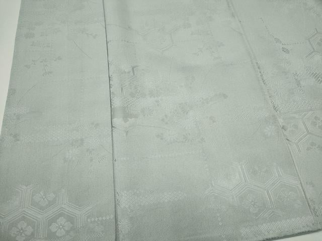 平和屋着物■上質な色無地 吉祥花地紋 藍白色 正絹 逸品 CABF6793ou