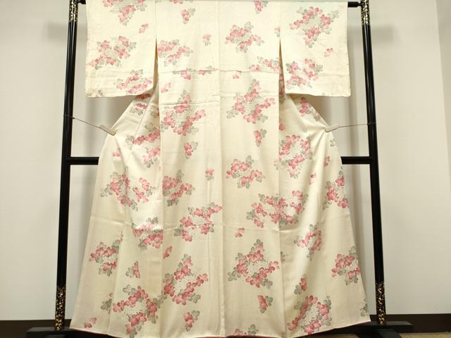 平和屋着物■上質な小紋 草花文 正絹 逸品 CABF6794ou