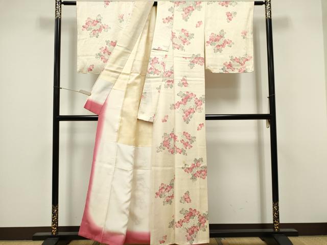 平和屋着物■上質な小紋 草花文 正絹 逸品 CABF6794ou
