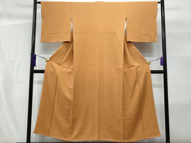 平和屋着物■ファッションデザイナー 花井幸子 色無地 土色 鬼しぼ縮緬 やまと誂製 正絹 逸品 CABF6892fb
