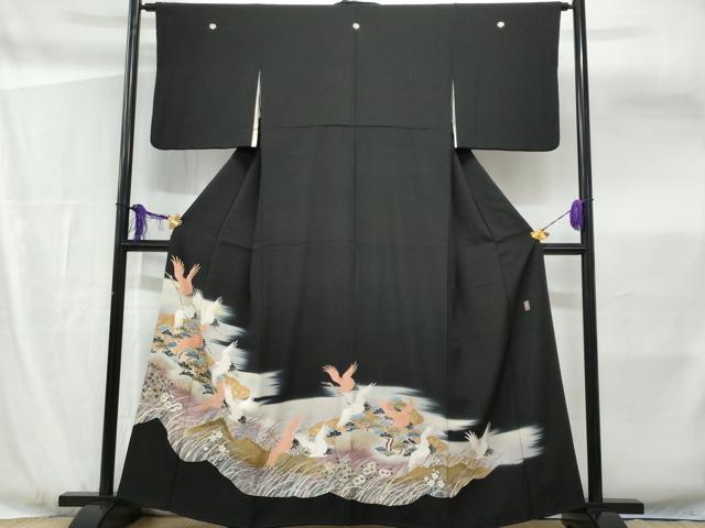 平和屋着物■豪華黒留袖 作家物 飛鶴松文 暈し染め 金彩 正絹 逸品 CABF6927fb