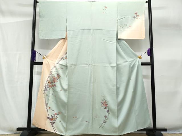 平和屋着物□訪問着 枝花文 暈し染め 金銀彩 正絹 逸品