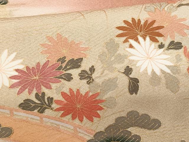 平和屋着物■豪華色留袖 作家物 刺繍 渡り橋花文 暈し染め 金彩 正絹 逸品 CABF6961fb