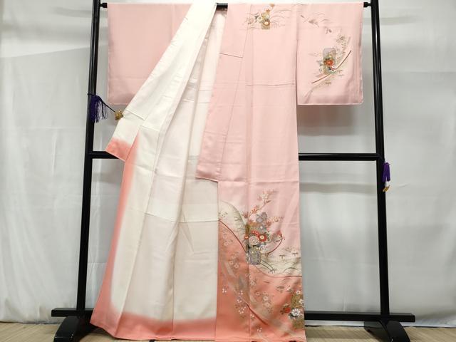 平和屋着物■訪問着 短冊花車文 暈し染め 金彩 正絹 逸品 CABF6978fb
