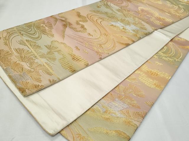 平和屋着物◎六通柄袋帯 浜松文 金銀糸 正絹 逸品 CABF6994fb