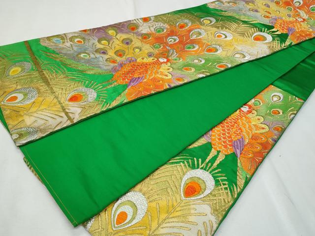 平和屋着物◎六通柄袋帯 唐織 孔雀文 金銀糸 正絹 逸品 CABF6999fb