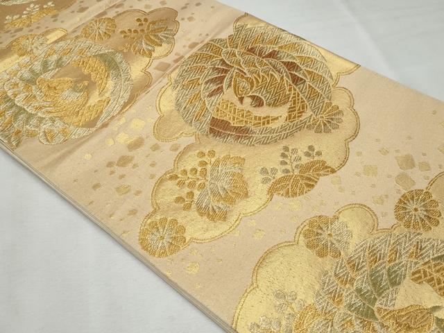 平和屋着物◎六通柄袋帯 雲取り鳳凰桐文 金銀糸 正絹 逸品 CABF7001fb