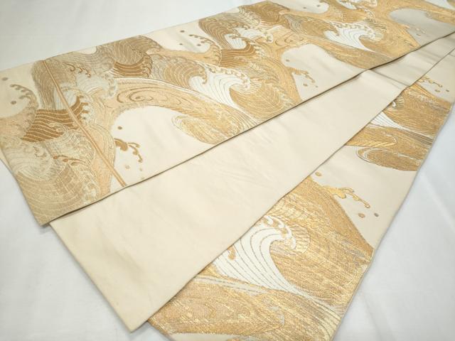 平和屋着物◎六通柄袋帯 立波文 金糸 正絹 逸品 CABF7006fb