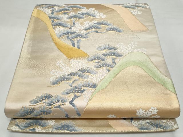 平和屋着物◎六通柄袋帯 唐織 枝松文 金糸 正絹 逸品 CABF7030fb