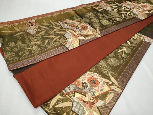 平和屋着物◎六通柄袋帯 唐織 地紙鳳凰花文 金糸 正絹 逸品 CABF7039fb