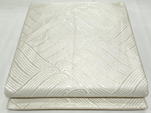 平和屋着物◎六通柄袋帯 立波文 銀糸 正絹 逸品 CABF7064fb