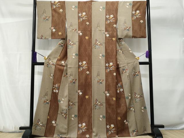 平和屋着物■上質な小紋 立涌舞蝶花文 金彩 正絹 逸品 CABF7107fb