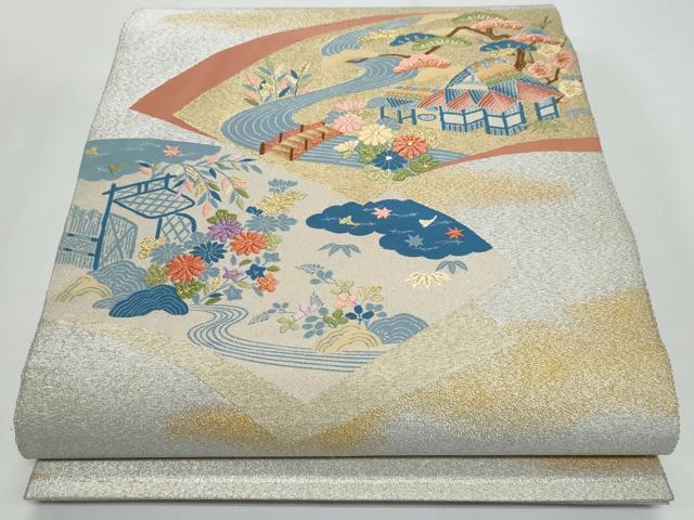 平和屋着物◎太鼓柄袋帯 綴れ 御所解文 金銀糸 正絹 逸品 CABF7167fb
