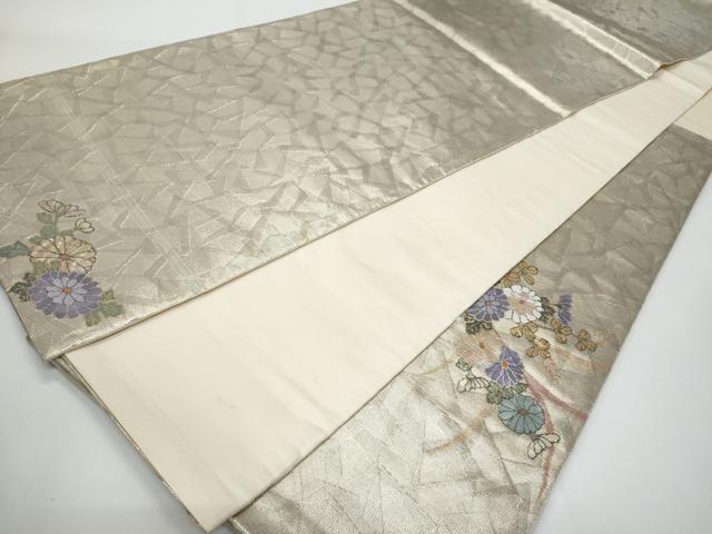 平和屋着物◎太鼓柄袋帯 螺鈿箔 枝花文 金彩 正絹 逸品 CABF7190fb