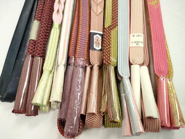 平和屋着物●和装小物 帯締め10本セット 高麗組 レザー 金銀糸 逸品 未使用 CABF7242ju