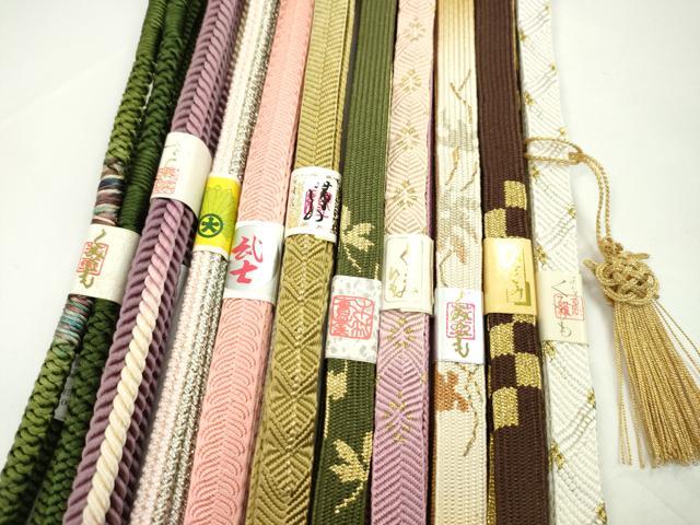 平和屋着物●和装小物 帯締め10本セット 高麗組 礼装用 亀房付き 草木染 大丸扱い 金糸 逸品 未使用 CABF7243ju