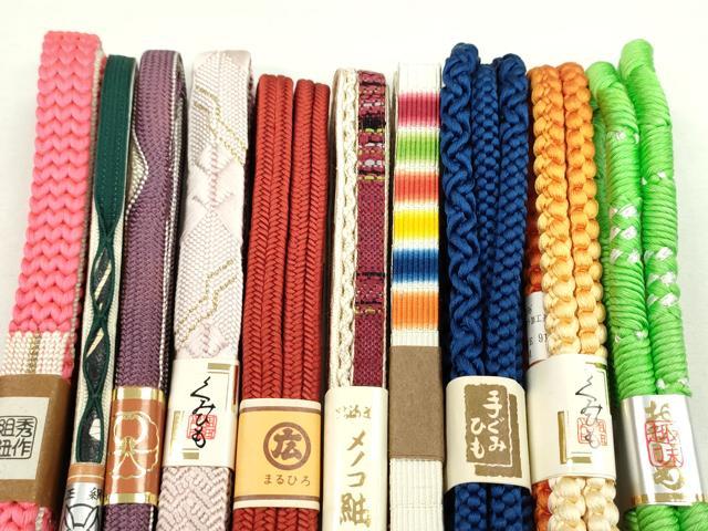 平和屋着物●和装小物 帯締め10本セット 冠組 手織つづれ 鴨川組 メノコ紬 小田巻き ラメ糸 金糸 逸品 未使用 CABF7260ju
