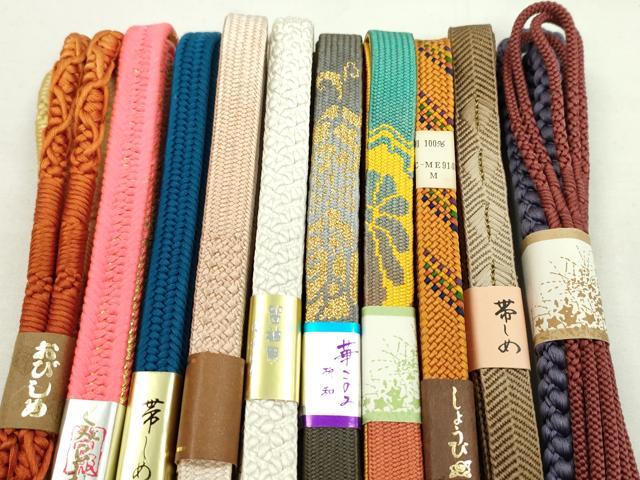 平和屋着物●和装小物 帯締め10本セット 高麗組 笹浪組 鴨川組 さんび謹製 金糸 逸品 未使用 CABF7262ju
