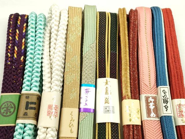 平和屋着物●和装小物 帯締め10本セット 高麗組 御岳組 本場大島紬 丸組 金糸 逸品 未使用 CABF7276ju