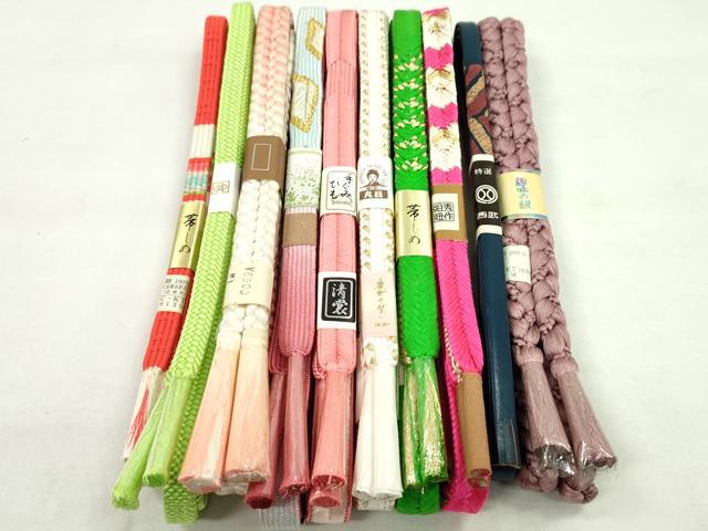 平和屋着物●和装小物 帯締め10本セット 高麗組 大和組 礼装用 レザー 西武百貨店扱い 金糸 逸品 未使用 CABF7308ju