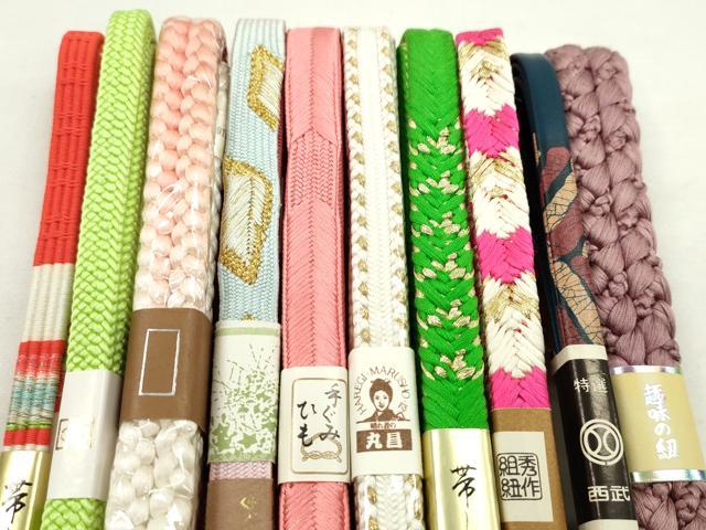 平和屋着物●和装小物 帯締め10本セット 高麗組 大和組 礼装用 レザー 西武百貨店扱い 金糸 逸品 未使用 CABF7308ju