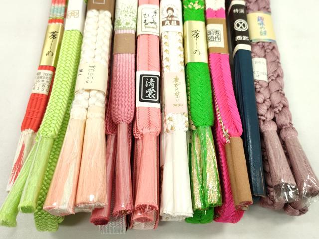 平和屋着物●和装小物 帯締め10本セット 高麗組 大和組 礼装用 レザー 西武百貨店扱い 金糸 逸品 未使用 CABF7308ju