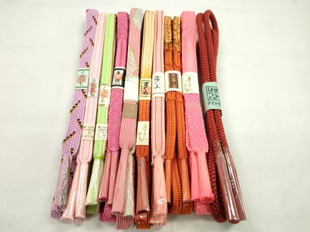 平和屋着物●和装小物 帯締め10本セット 高麗組 丸組 さんび謹製 金糸 逸品 未使用 CABF7311ju
