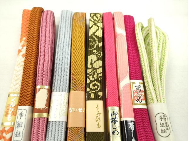 平和屋着物●和装小物 帯締め10本セット 高麗組 丸源氏組 白鳳流 金糸 逸品 未使用 CABF7327ju
