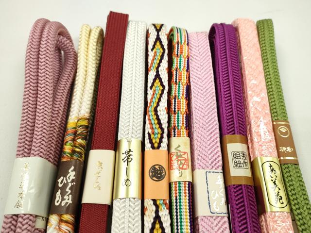 平和屋着物●和装小物 帯締め10本セット 高麗組 笹浪組 三越扱い 美保姿本舗 銀糸 逸品 未使用 CABF7388ju