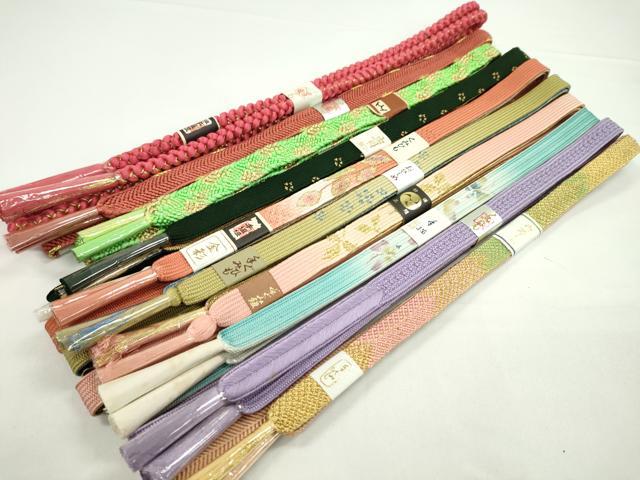 平和屋着物●和装小物 帯締め10本セット 高麗組 笹浪組 手描き 金糸 逸品 未使用 CABF7491ju