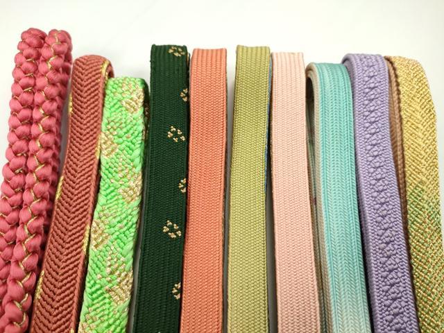 平和屋着物●和装小物 帯締め10本セット 高麗組 笹浪組 手描き 金糸 逸品 未使用 CABF7491ju