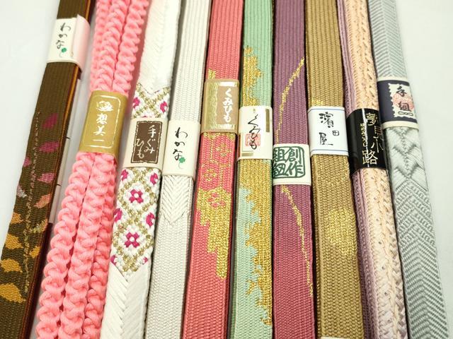 平和屋着物●和装小物 帯締め10本セット 高麗組 笹浪組 礼装用 長尺あり 金糸 逸品 未使用 CABF7505ju