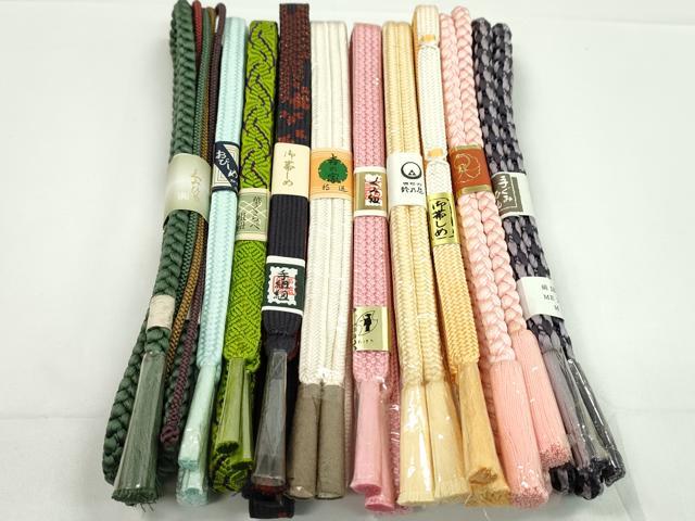 平和屋着物●和装小物 帯締め10本セット 高麗組 冠組 丸組 鈴乃屋扱い 金糸 逸品 未使用 CABF7506ju