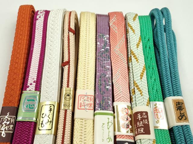 平和屋着物●和装小物 帯締め10本セット 高麗組 笹浪組 奈良組 金銀糸 逸品 未使用 CABF7510ju