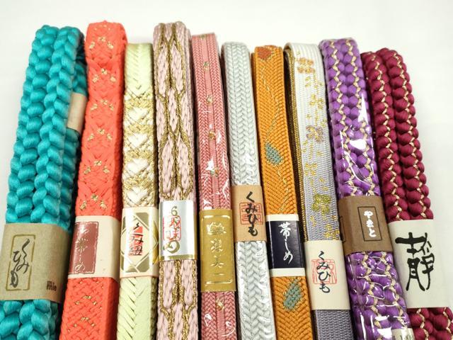 平和屋着物●和装小物 帯締め10本セット 高麗組 丸組 金糸 逸品 未使用 CABF7534ju