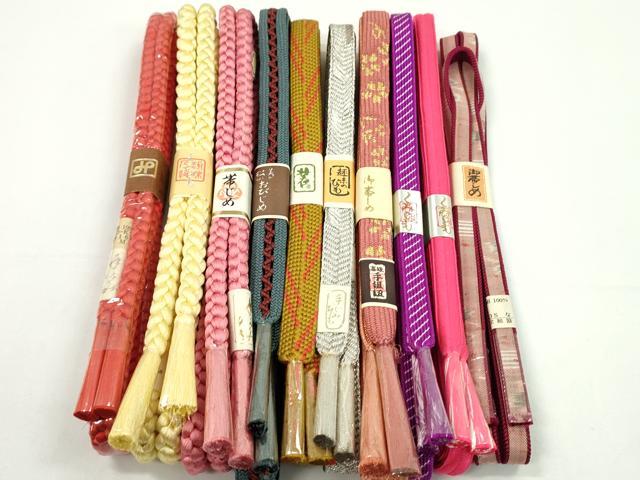 平和屋着物●和装小物 帯締め10本セット 高麗組 丸組 紬地 金銀糸 逸品 未使用 CABF7540ju