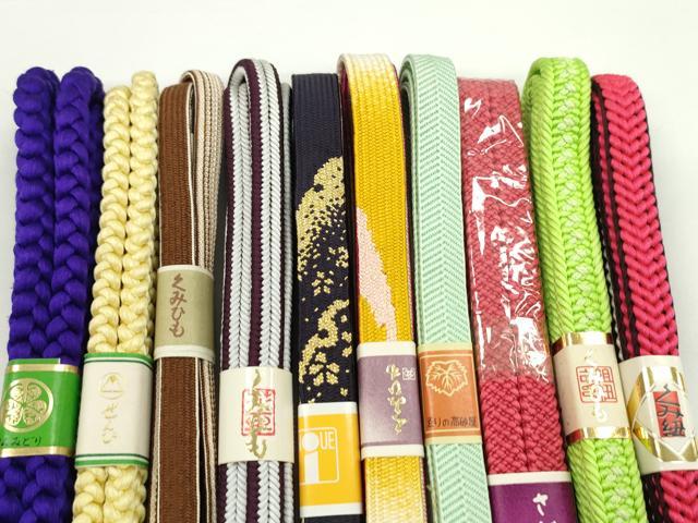 平和屋着物●和装小物 帯締め10本セット 高麗組 冠組 笹浪組 渋木染 さが美扱い 金糸 逸品 未使用 CABF7541ju