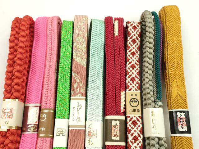 平和屋着物●和装小物 帯締め10本セット 高麗組 笹浪組 長尺あり 小田急百貨店扱い 金銀糸 逸品 未使用 CABF7547ju