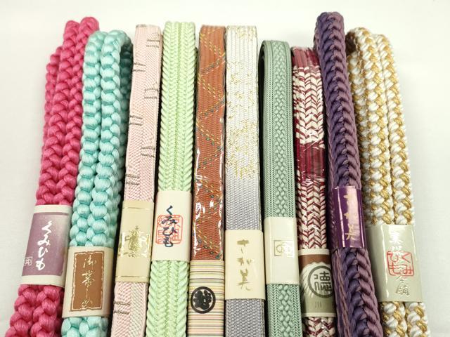 平和屋着物●和装小物 帯締め10本セット 高麗組 三越扱い さが美扱い 美保姿本舗謹製 金糸 逸品 未使用 CABF7557ju