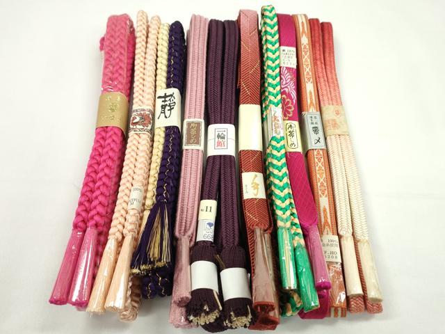 平和屋着物●和装小物 帯締め10本セット 冠組 笹浪組 御岳組 渡敬謹製 博多織 長尺あり 金糸 逸品 未使用 CABF7562ju