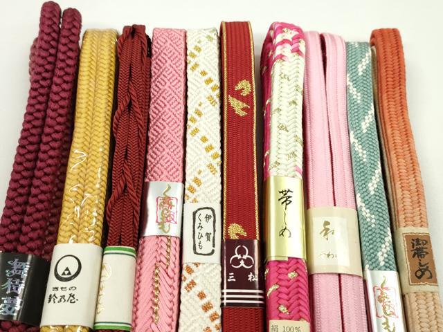 平和屋着物●和装小物 帯締め10本セット 高麗組 伊賀組紐 礼装用 丸組 鈴乃屋扱い 金糸 逸品 未使用 CABF7572ju