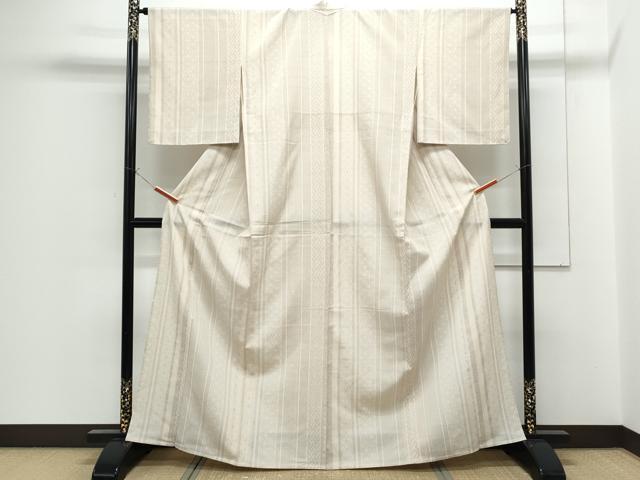 平和屋着物▽塩沢紬 単衣 吉祥間道 正絹 逸品 CABF7651th