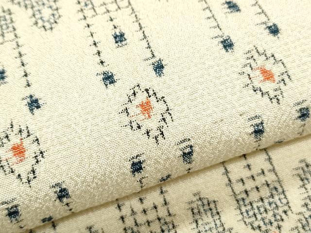 平和屋着物▽塩沢紬 単衣 吉祥文 正絹 逸品 CABF7655th