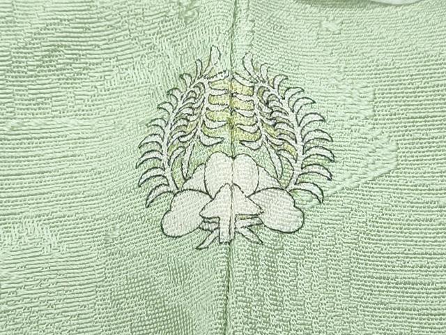 平和屋着物▽上質な色無地 単衣 立波地紋 山葵色 高島屋扱い 正絹 逸品 CABF7662th
