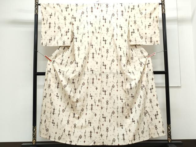 平和屋着物▽上質なお召 単衣 吉祥文 正絹 逸品 CABF7683th