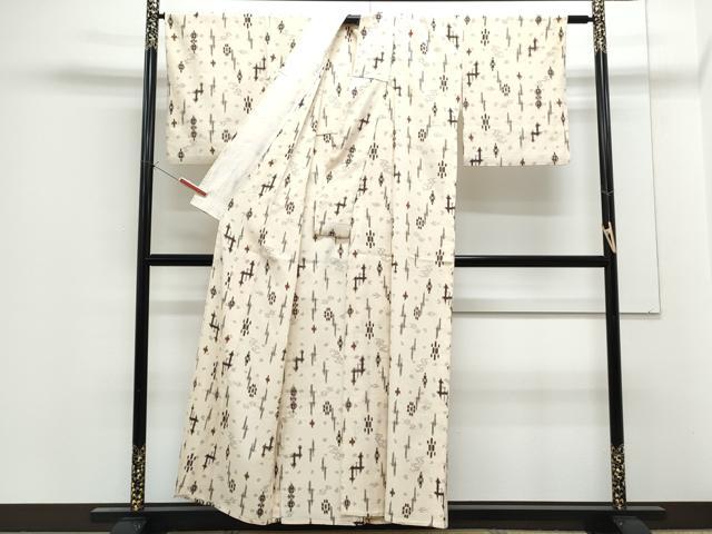 平和屋着物▽上質なお召 単衣 吉祥文 正絹 逸品 CABF7683th