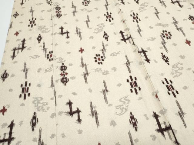 平和屋着物▽上質なお召 単衣 吉祥文 正絹 逸品 CABF7683th
